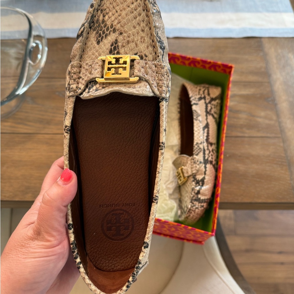 Tory Burch Tan Woven Leather Flats